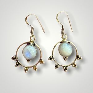 Moonstone Sterling Silver Drop Earrings - genuine moonstones & pure silver